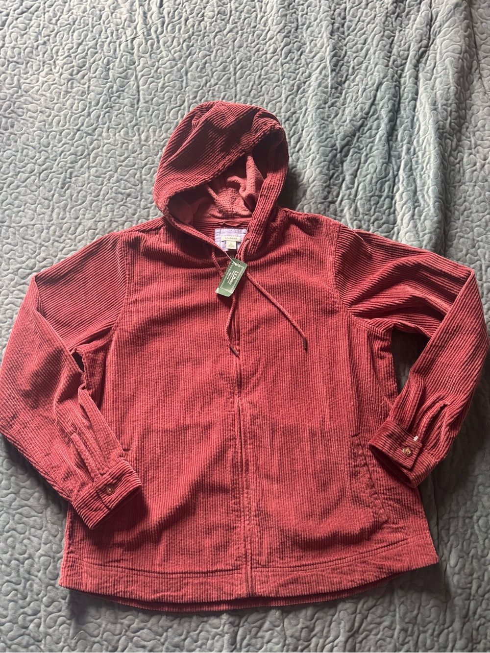 L.L. Bean Women's Corduroy Hooded Utility Jacket - Deep Red